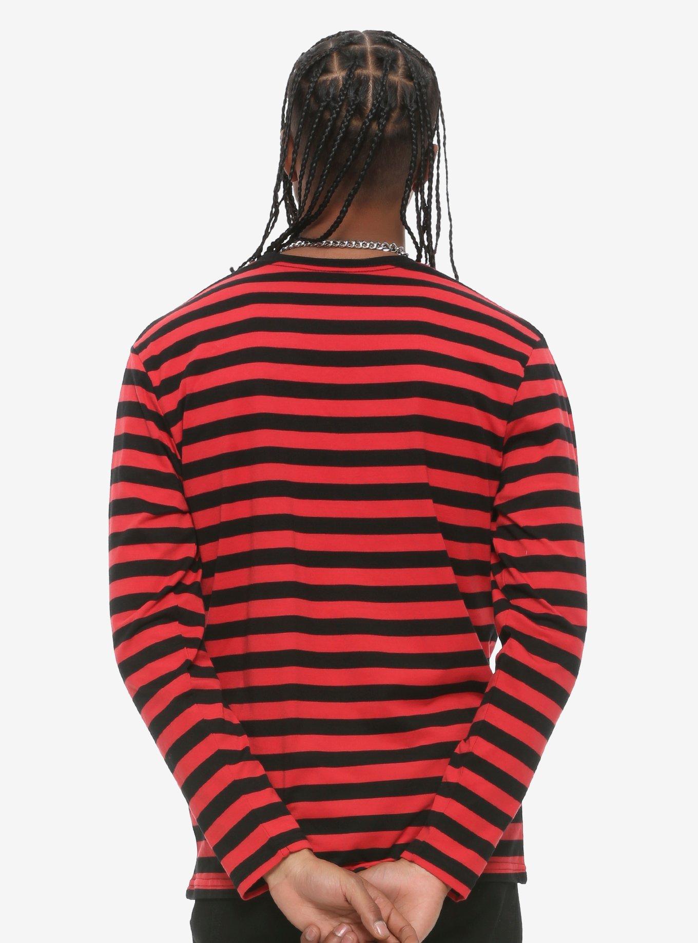 Black and red 2024 striped long sleeve shirt