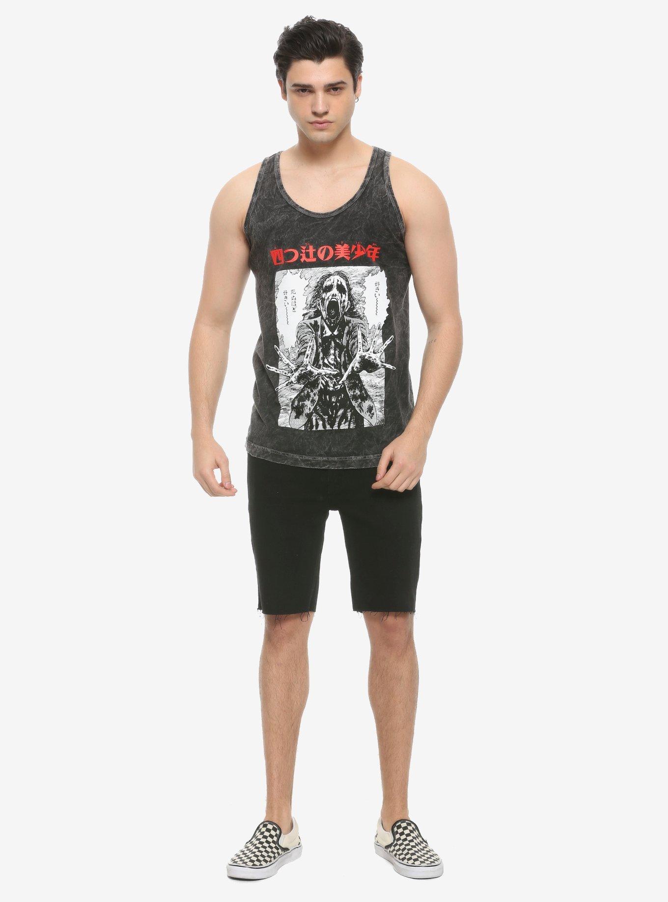 Junji Ito Collection Reaching Horror Washed Tank Top, MULTI, alternate