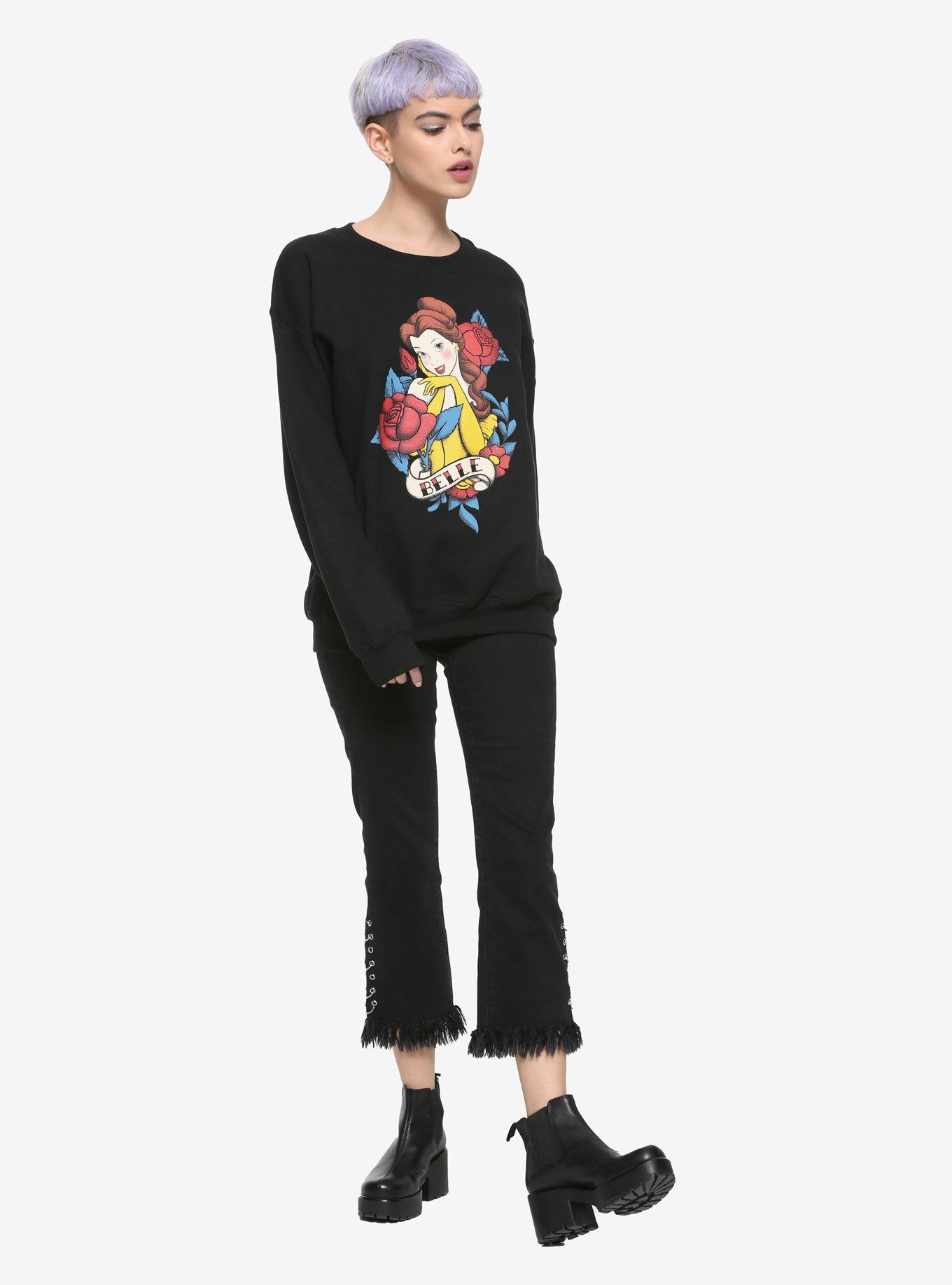 Disney Beauty And The Beast Belle Traditional Tattoo Girls Sweatshirt, MULTI, alternate