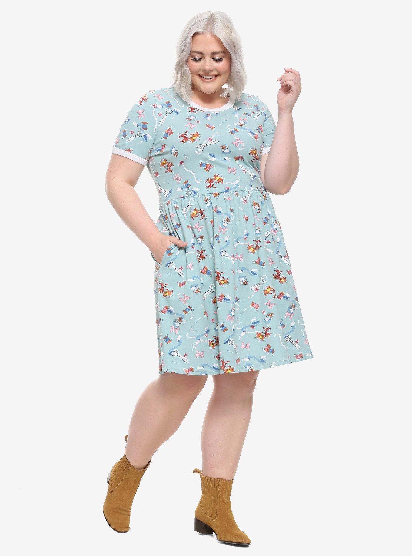Her Universe Disney Cinderella Sewing Mice Ringer Dress Plus Size, MULTI, alternate