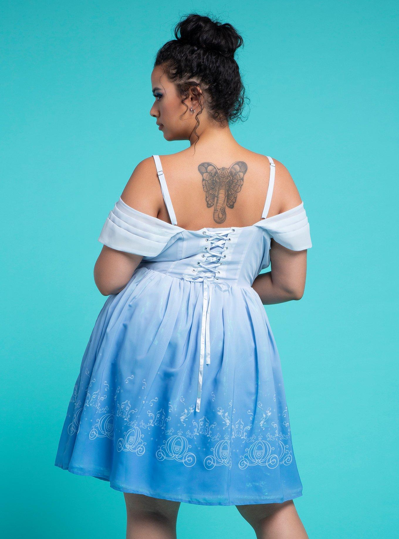 Her Universe Disney Cinderella Princess Cold Shoulder Dress Plus Size, MULTI, alternate