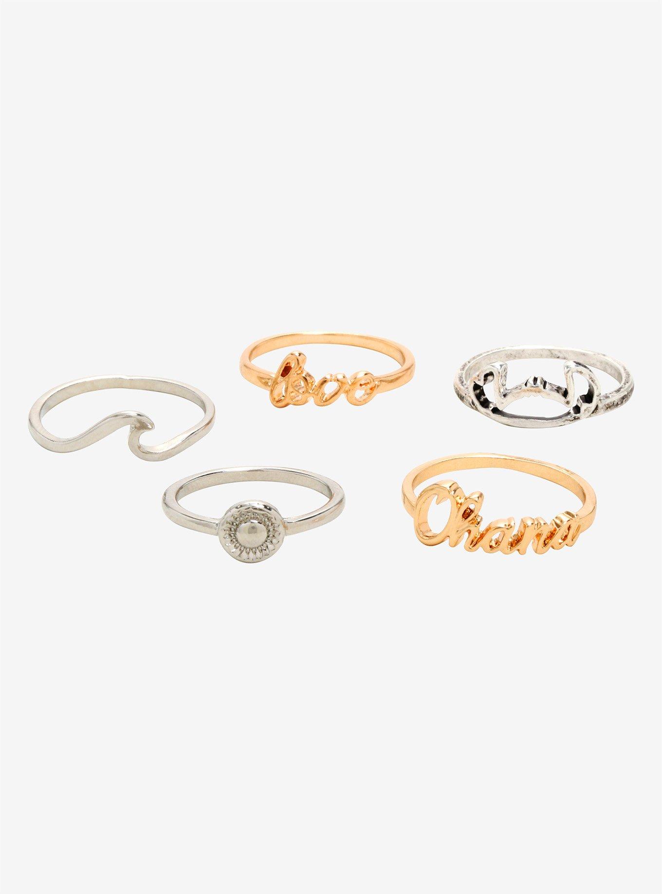 Disney Lilo & Stitch Wave Multi-Sized Ring Set, , alternate