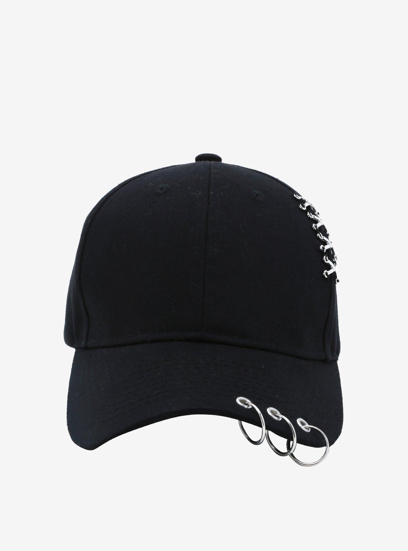 Hoop Pierced Black Dad Cap, , alternate