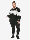 Black & White Skull Girls Crop Sweater Plus Size, BLACK, alternate