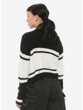 Black & White Skull Girls Crop Sweater, BLACK, alternate