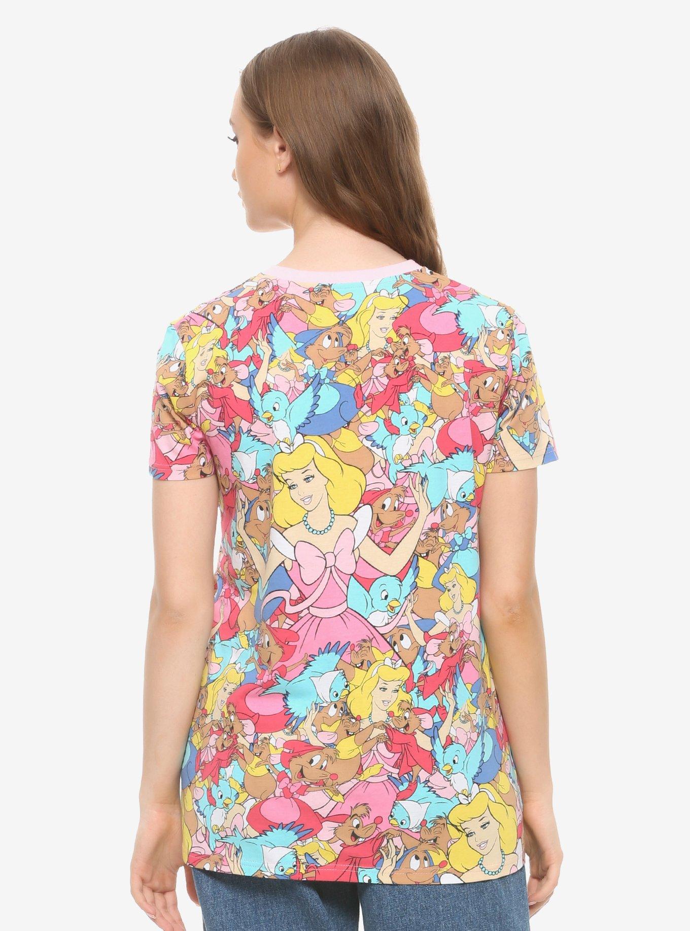 Cakeworthy Disney Cinderella Characters Allover Print Women's T-Shirt, MULTI, alternate