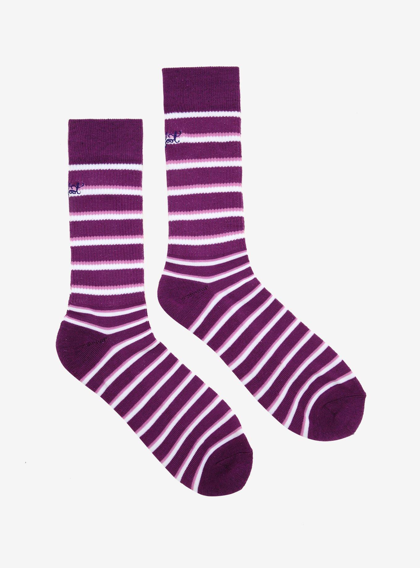 Disney Pixar Onward Wilden Lightfoot Purple Striped Crew Socks - BoxLunch Exclusive, , alternate