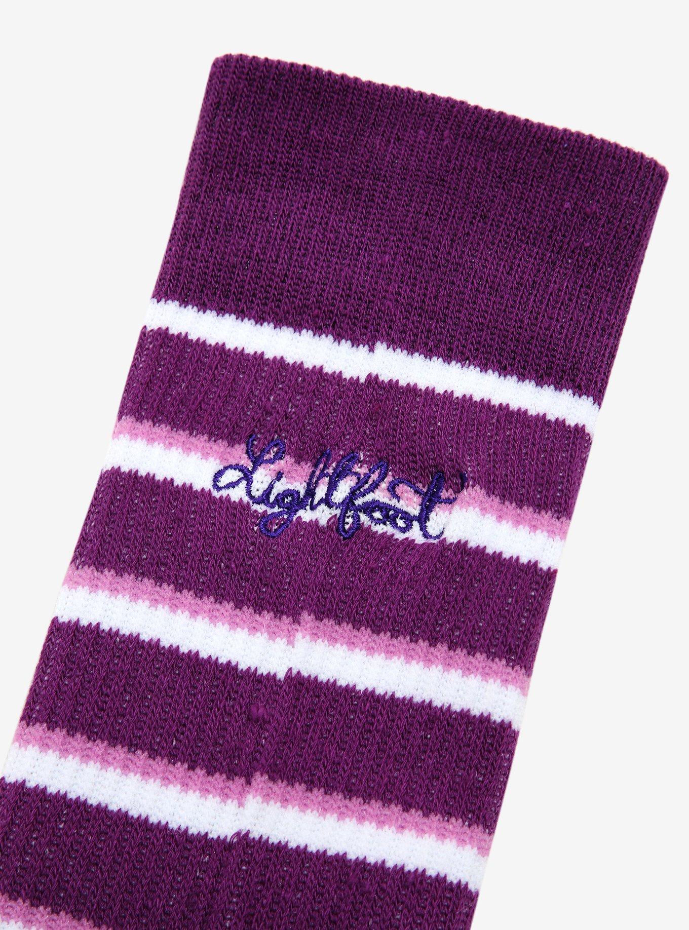 Disney Pixar Onward Wilden Lightfoot Purple Striped Crew Socks - BoxLunch Exclusive, , alternate