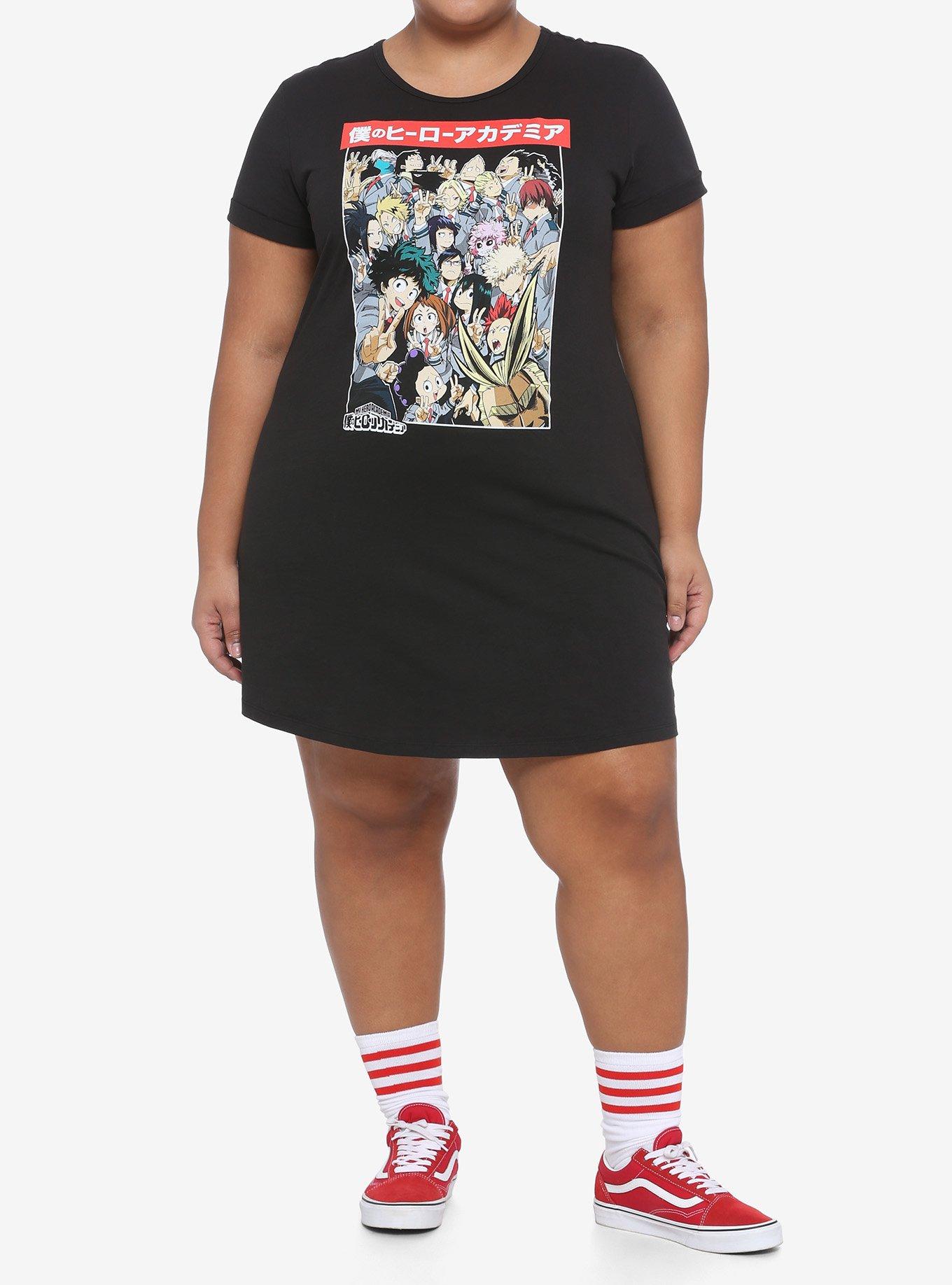 My Hero Academia Class Photo T-Shirt Dress Plus Size, BLACK, alternate