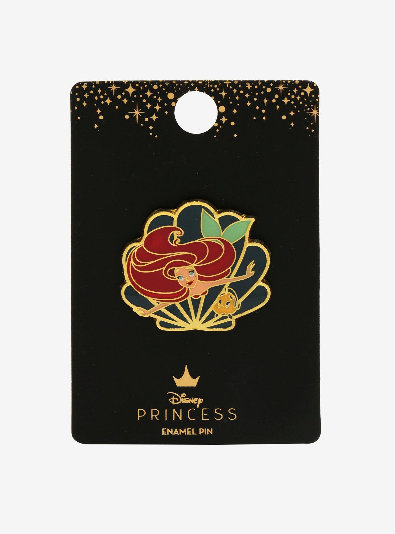 Loungefly Disney Princess The Little Mermaid Ariel Flounder Seashell Enamel Pin - BoxLunch Exclusive, , alternate
