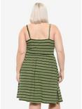 Green & Black Striped Skater Dress Plus Size, STRIPES, alternate