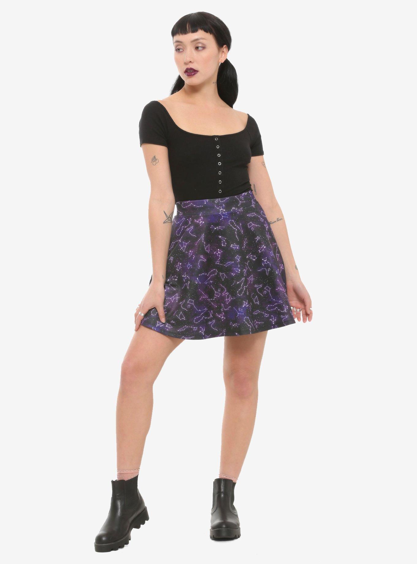 Constellation Print Skater Skirt, GALAXY, alternate