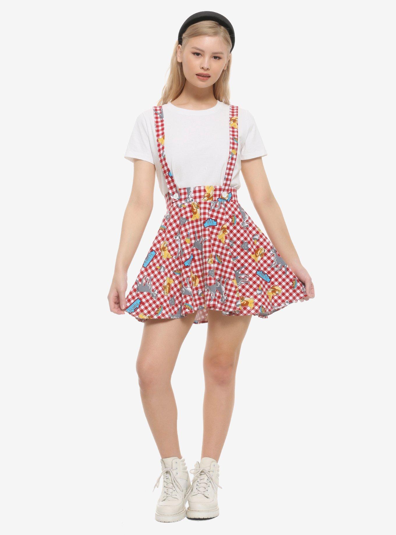 Disney Lady And The Tramp Tony's Restaurant Suspender Skirt, PLAID, alternate