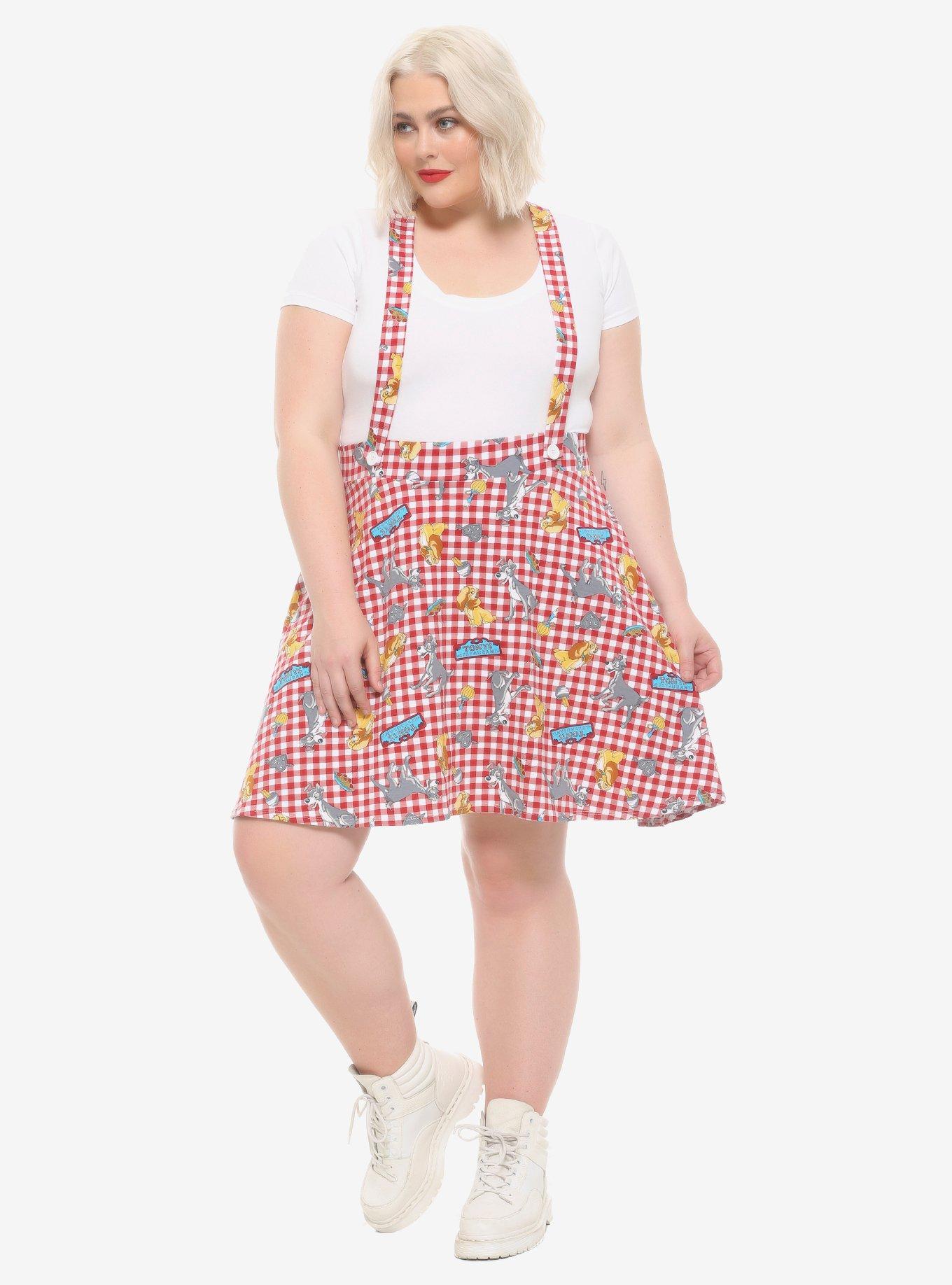 Disney Lady And The Tramp Tony's Restaurant Suspender Skirt Plus Size, PLAID, alternate