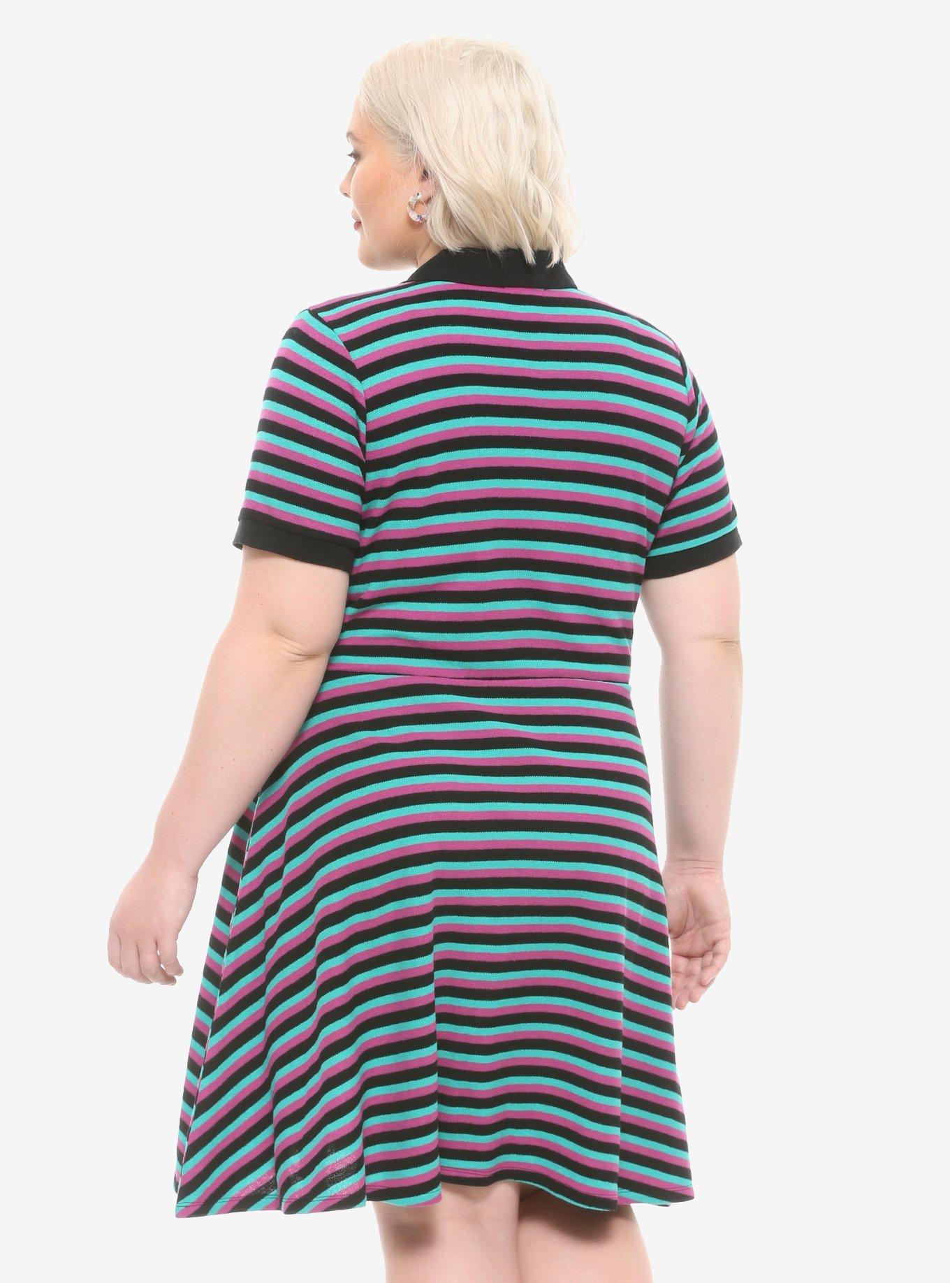Sad Songs Striped Polo Dress Plus Size, STRIPES, alternate