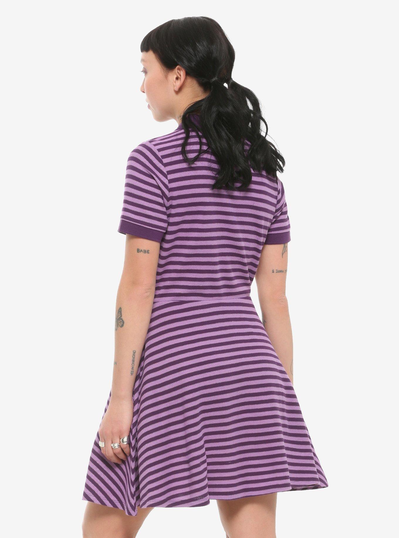Ex-Boyfriend Tears Purple Stripe Polo Dress, STRIPES, alternate