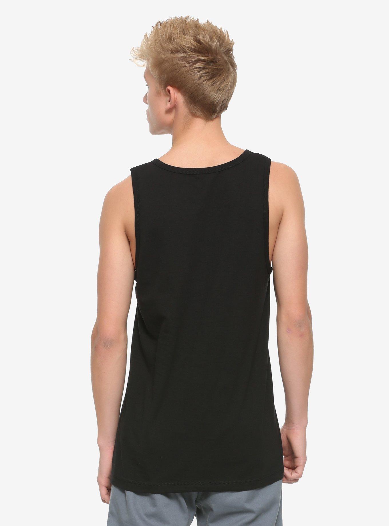 Dinosaur Trio & Moon Tank Top, BLACK, alternate