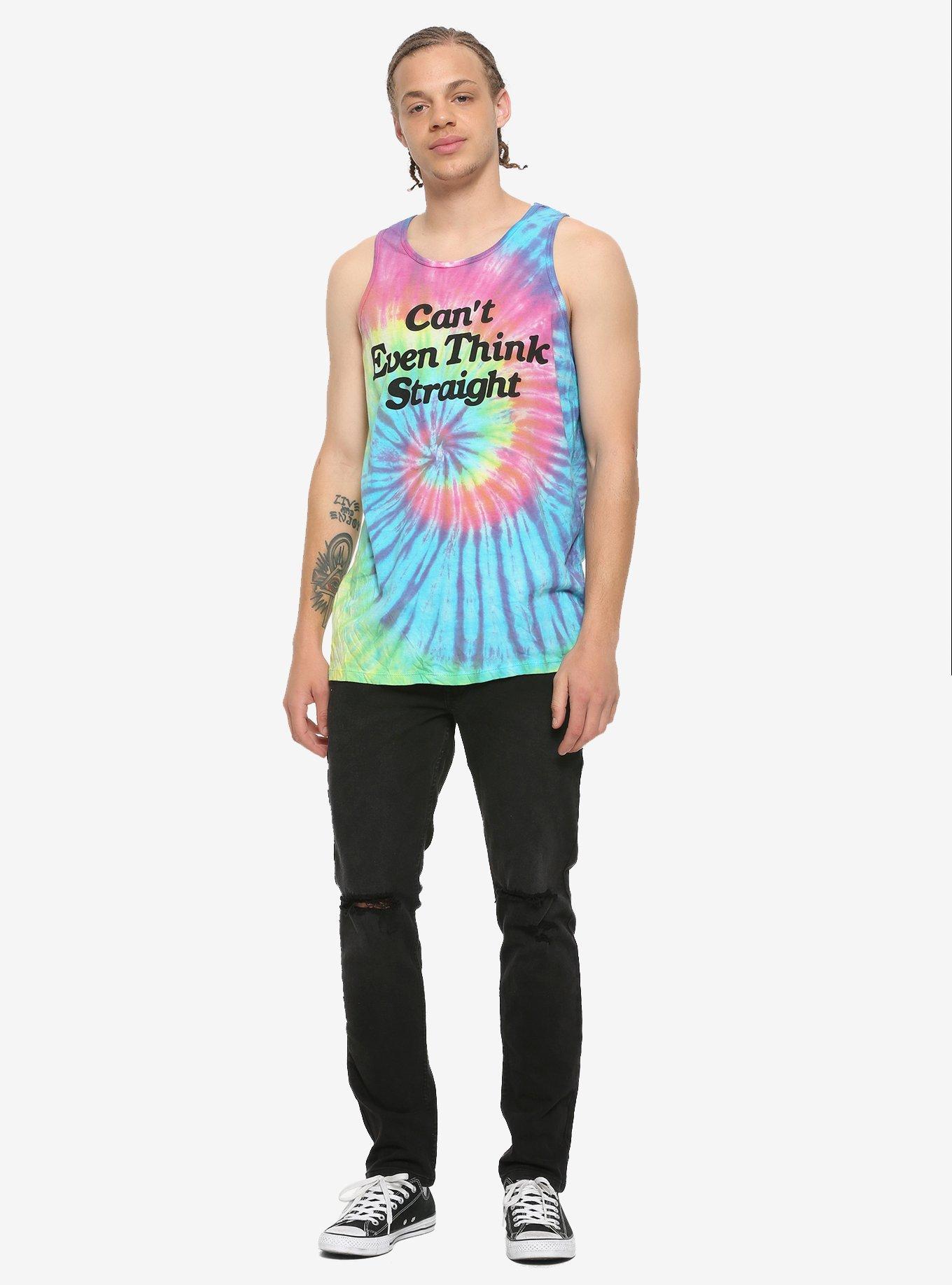 Can't Even Think Straight Rainbow Tie-Dye Tank Top, MULTI, alternate