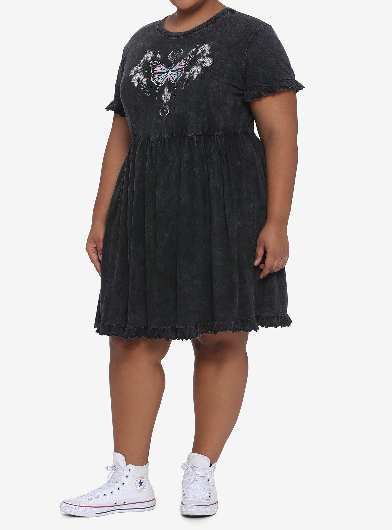 Butterfly & Ruffles Babydoll Dress Plus Size, TIE DYE, alternate
