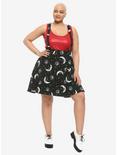 Skull Moon & Sun Suspender Skirt Plus Size, BLACK, alternate