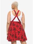 Red & Black Damask Suspender Skirt Plus Size, BURGUNDY, alternate