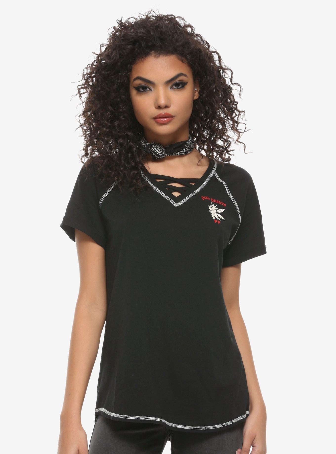 Her Universe Disney Pixar Onward Pixie Dusters Lace-Up Girls T-Shirt, MULTI, alternate