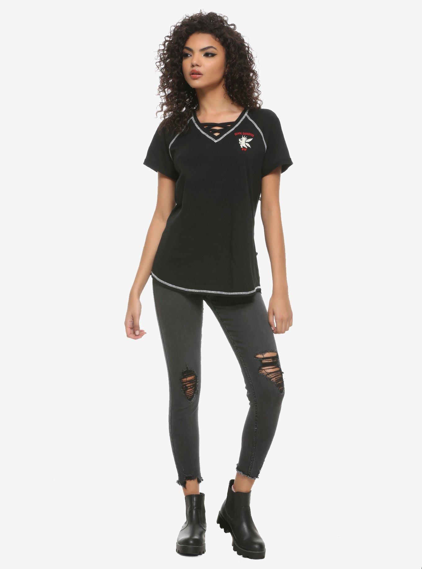 Her Universe Disney Pixar Onward Pixie Dusters Lace-Up Girls T-Shirt, MULTI, alternate