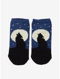 Wolf Moon Fuzzy No-Show Socks, , alternate