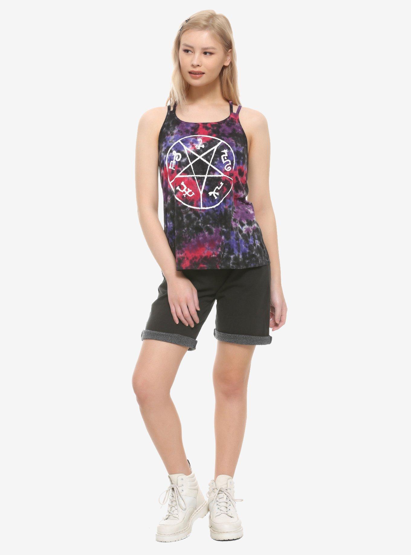 Supernatural Devil's Trap Tie-Dye Girls Strappy Tank Top, PURPLE, alternate