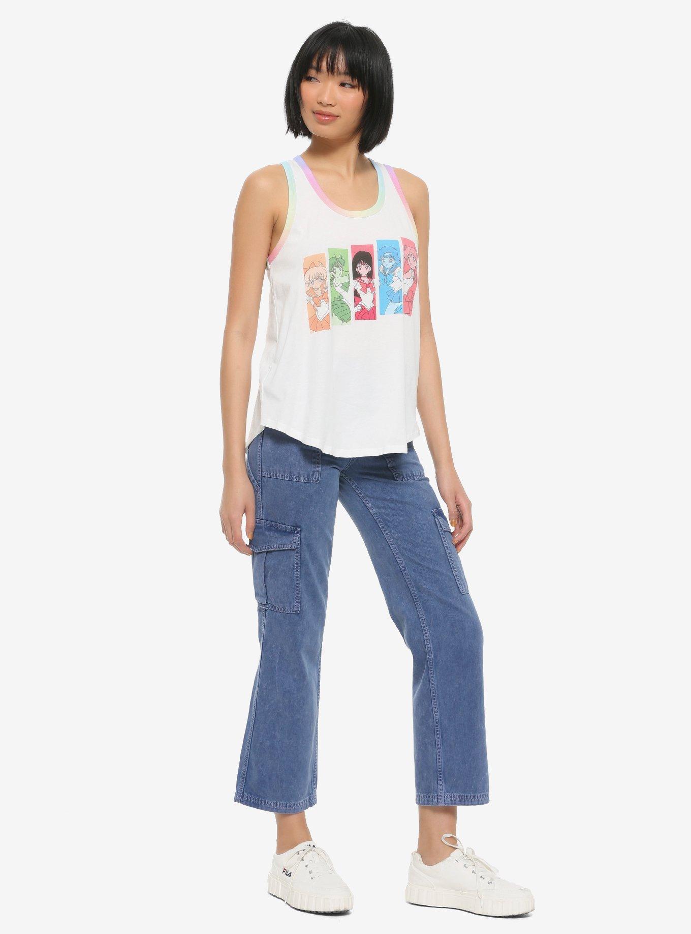 Sailor Moon Guardian Panels Girls Ringer Tank Top, WHITE, alternate