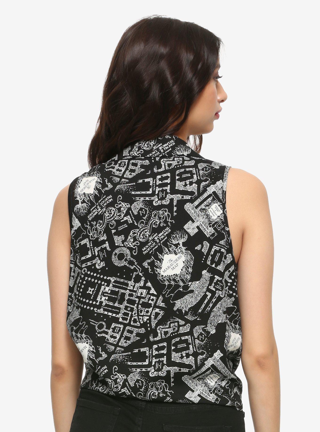 Harry Potter Marauder’s Map Tie-Front Girls Woven Tank Top, MULTI, alternate