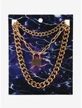 Gold Padlock Chain Necklace Set, , alternate