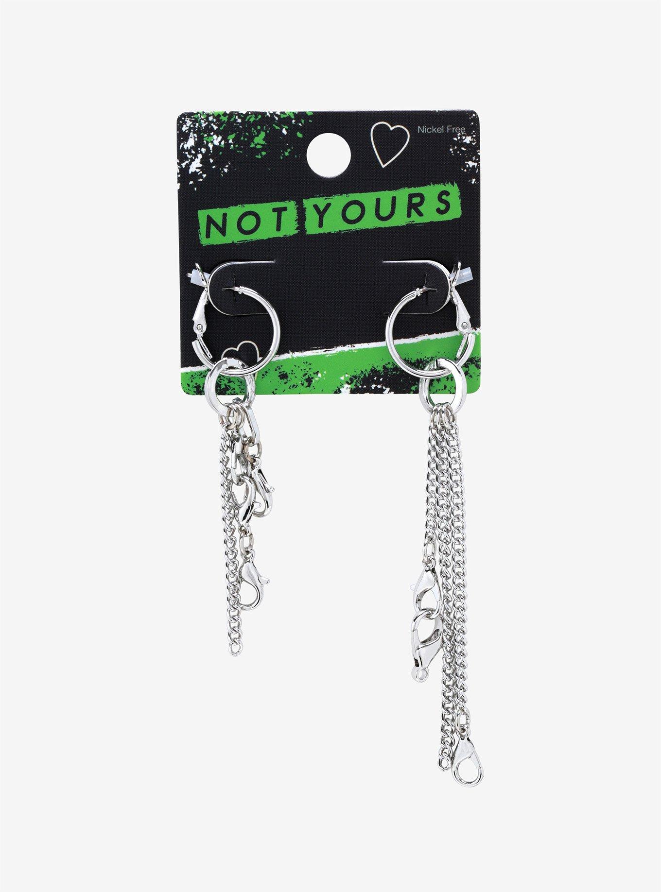 Toggle Chain Mismatch Hoop Earrings, , alternate