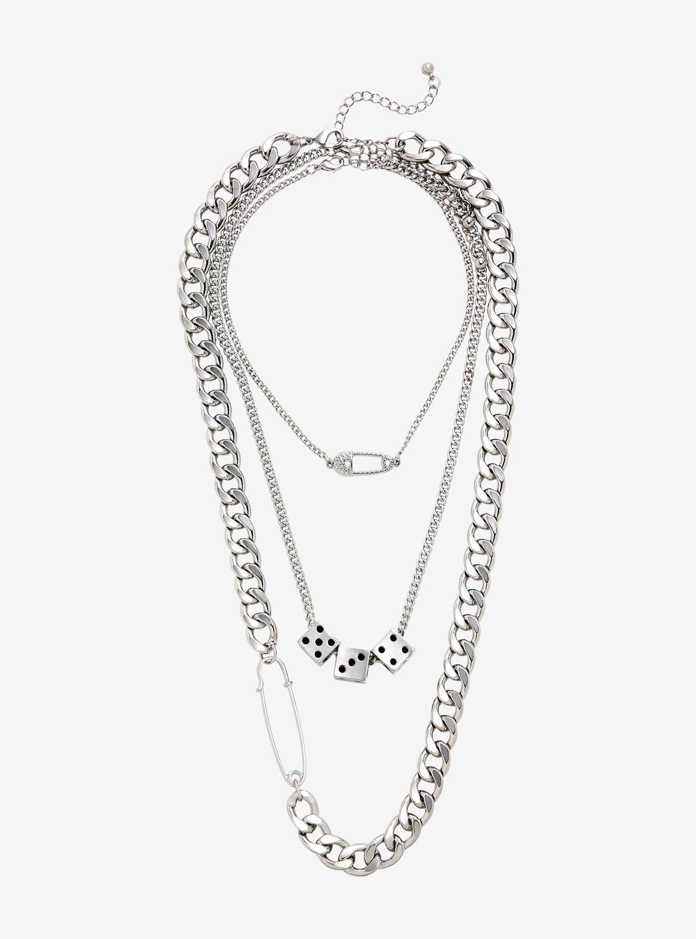 Dice Necklace Silver For Women - Clothingta