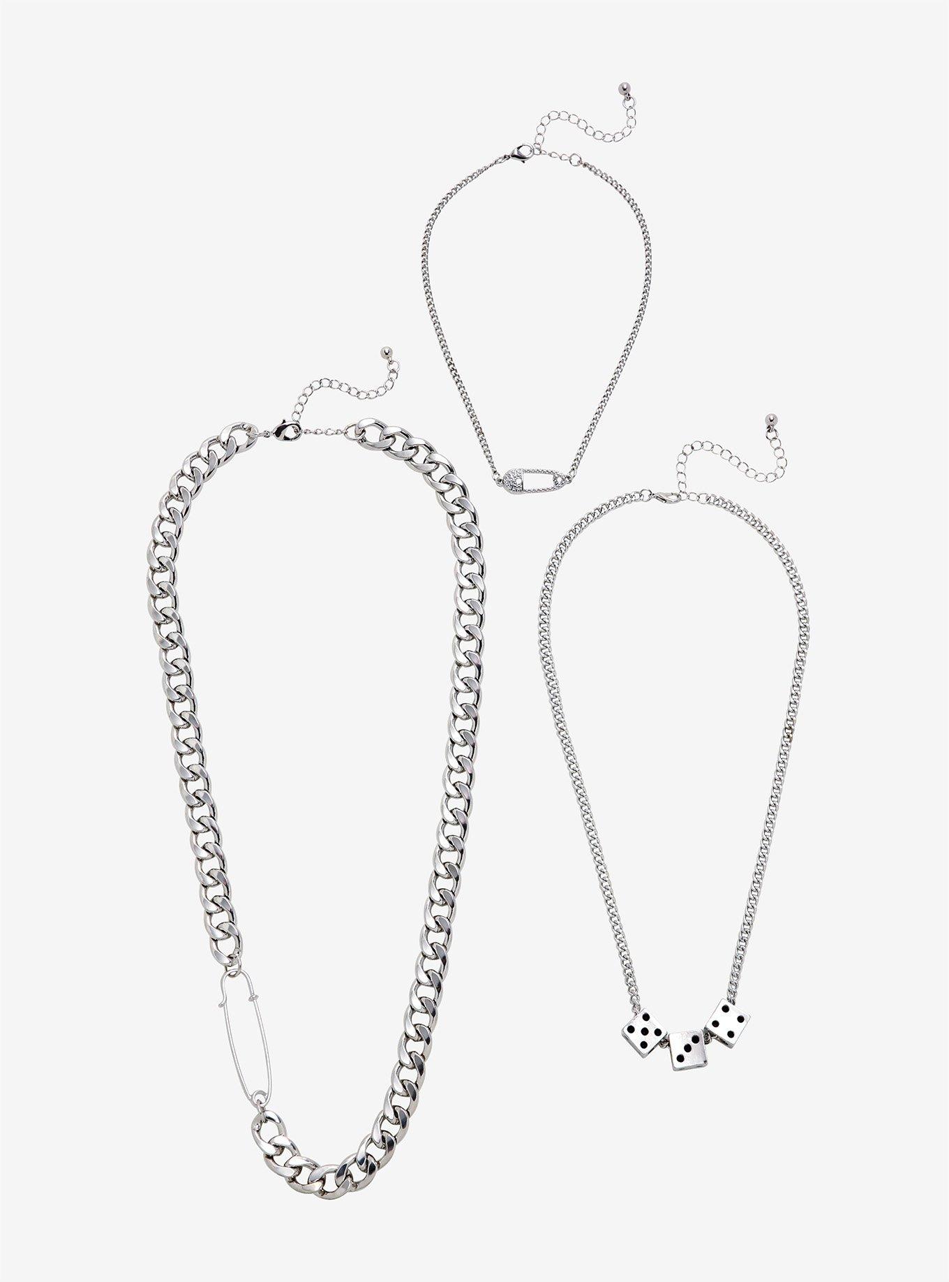 Safety Pin Dice Chain Necklace Set, , alternate