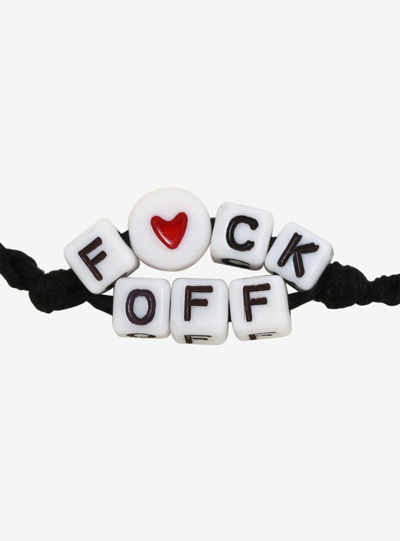 F*ck Off Letter Bead Cord Bracelet, , alternate