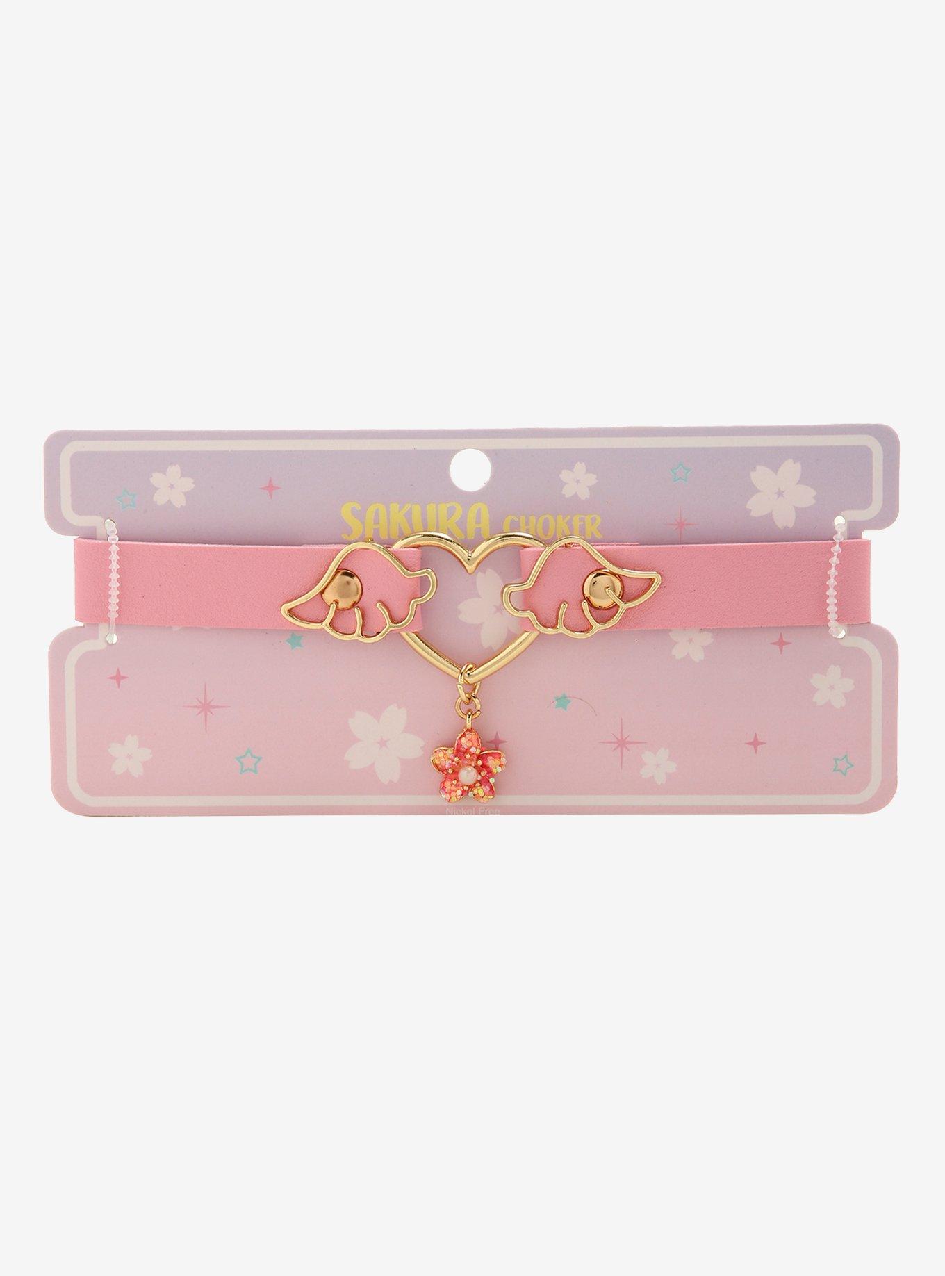 Cherry Blossom & Wings Heart Choker, , alternate