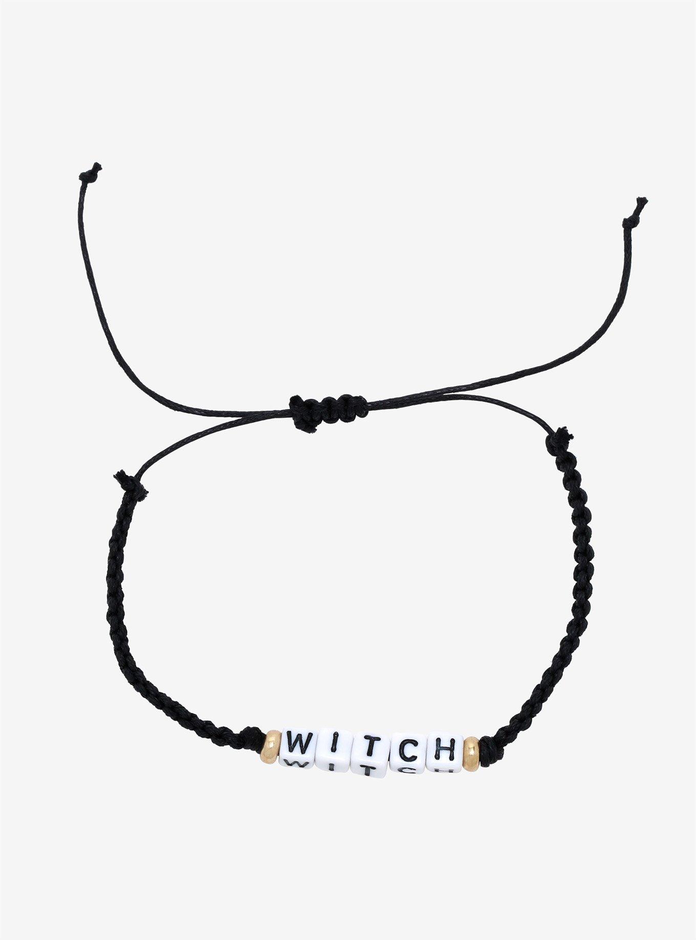 Witch Block Letter Cord Bracelet, , alternate