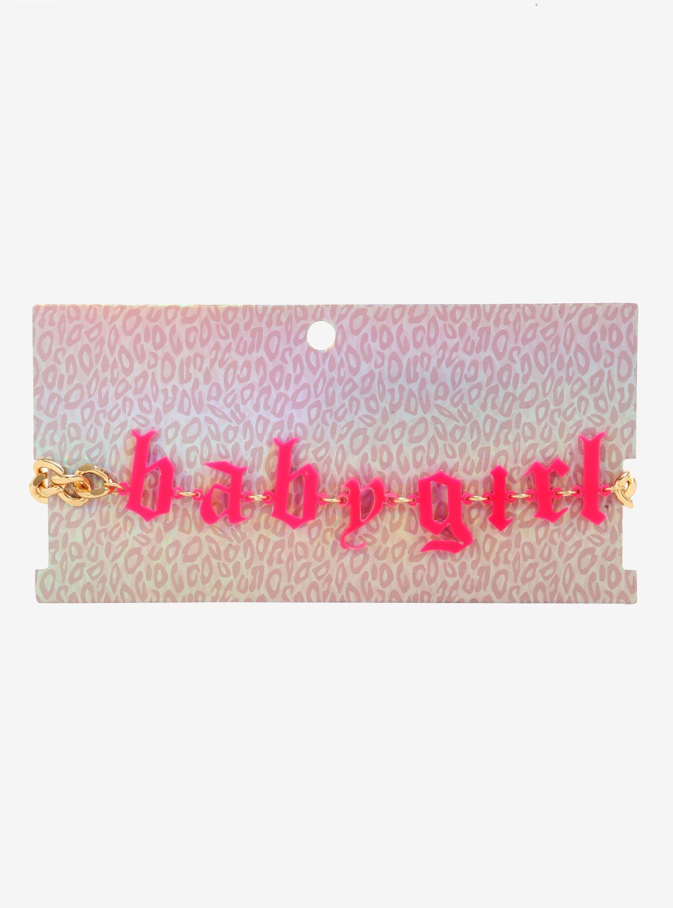 Baby Girl Hot Pink Letter Chain Choker, , alternate