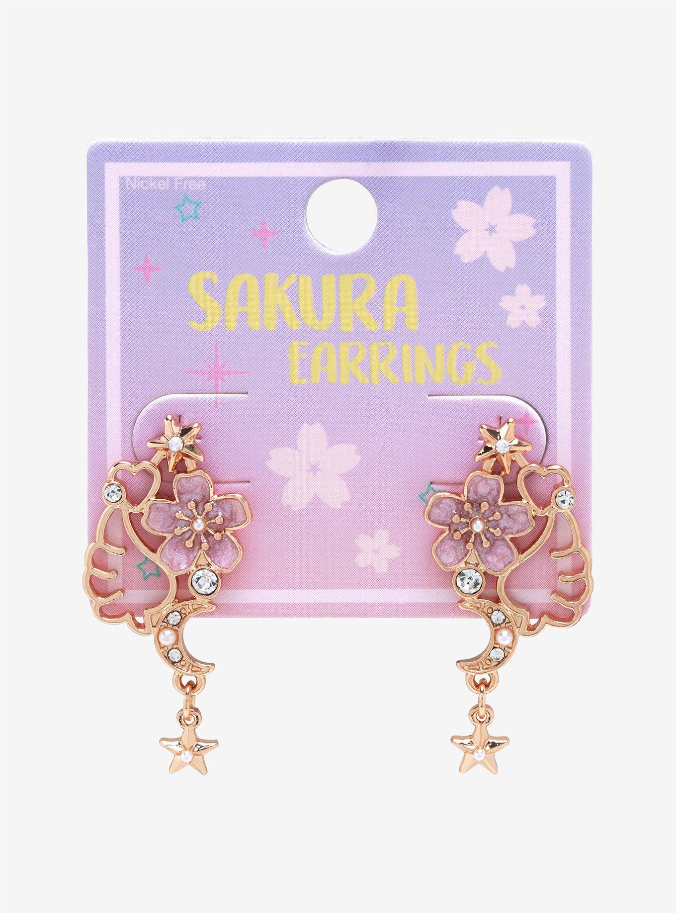 Cherry Blossoms & Wings Earrings, , alternate