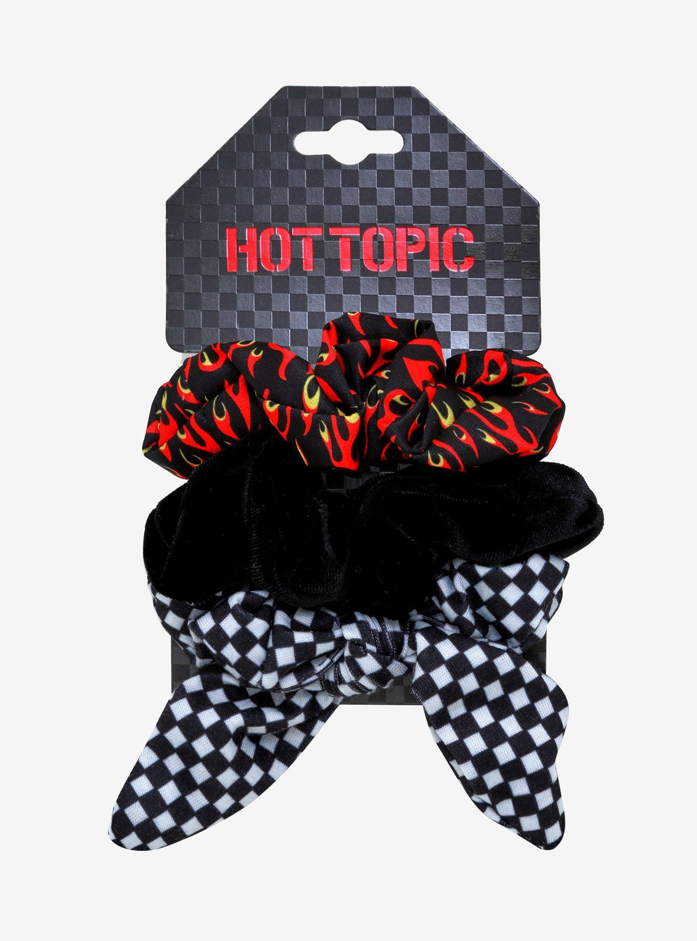 Flame Checkered Bow Scrunchie Set, , alternate