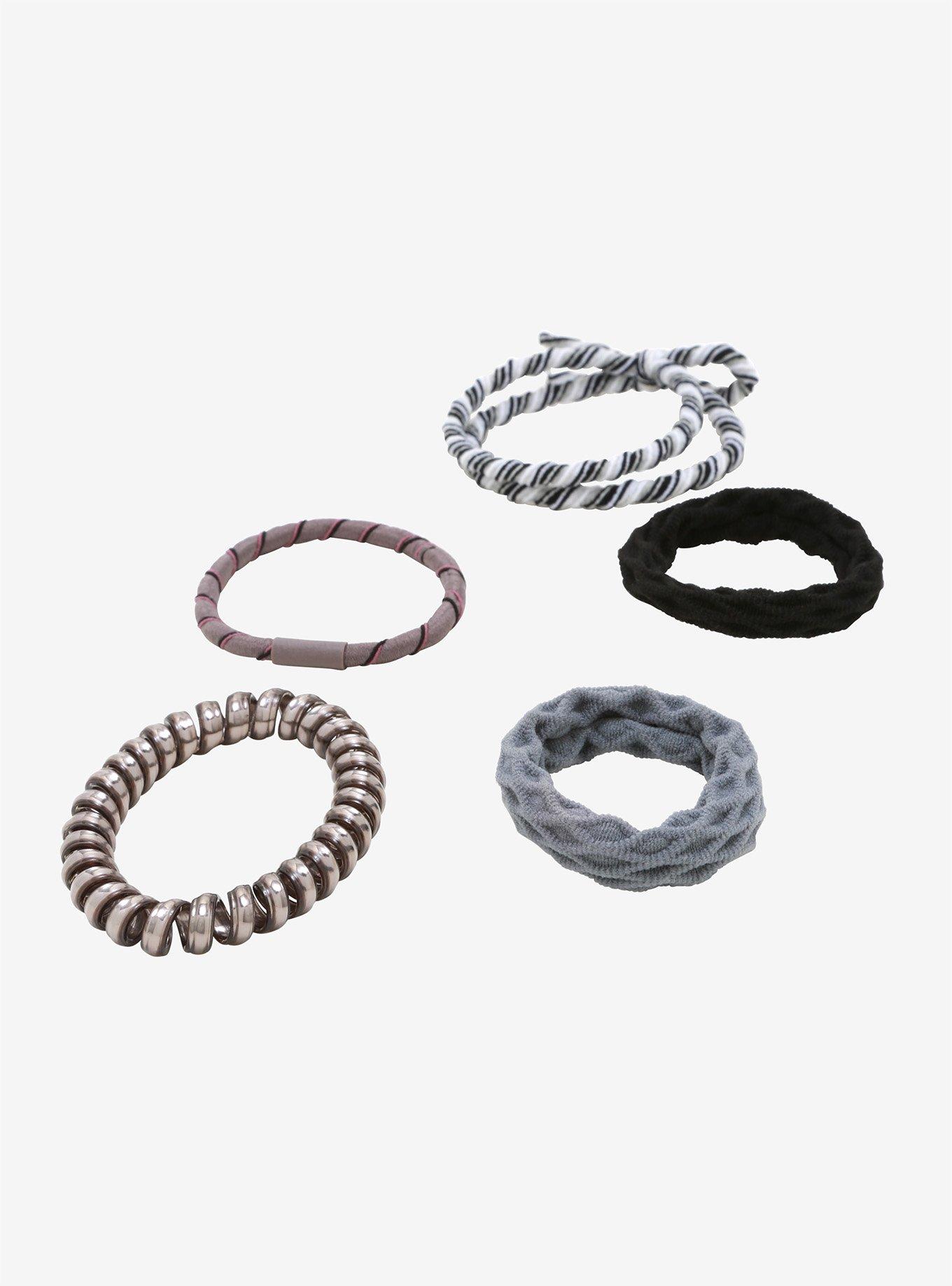 Black & Grey Hair Tie Set, , alternate