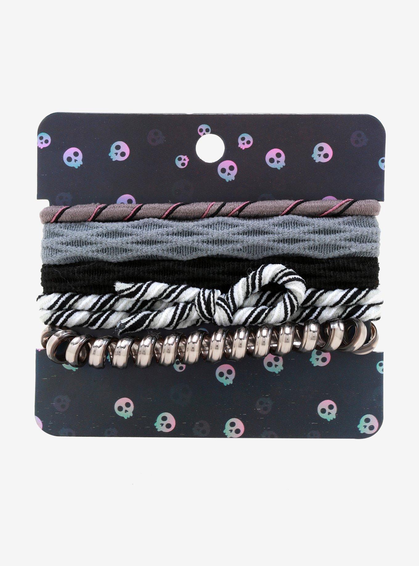 Black & Grey Hair Tie Set, , alternate