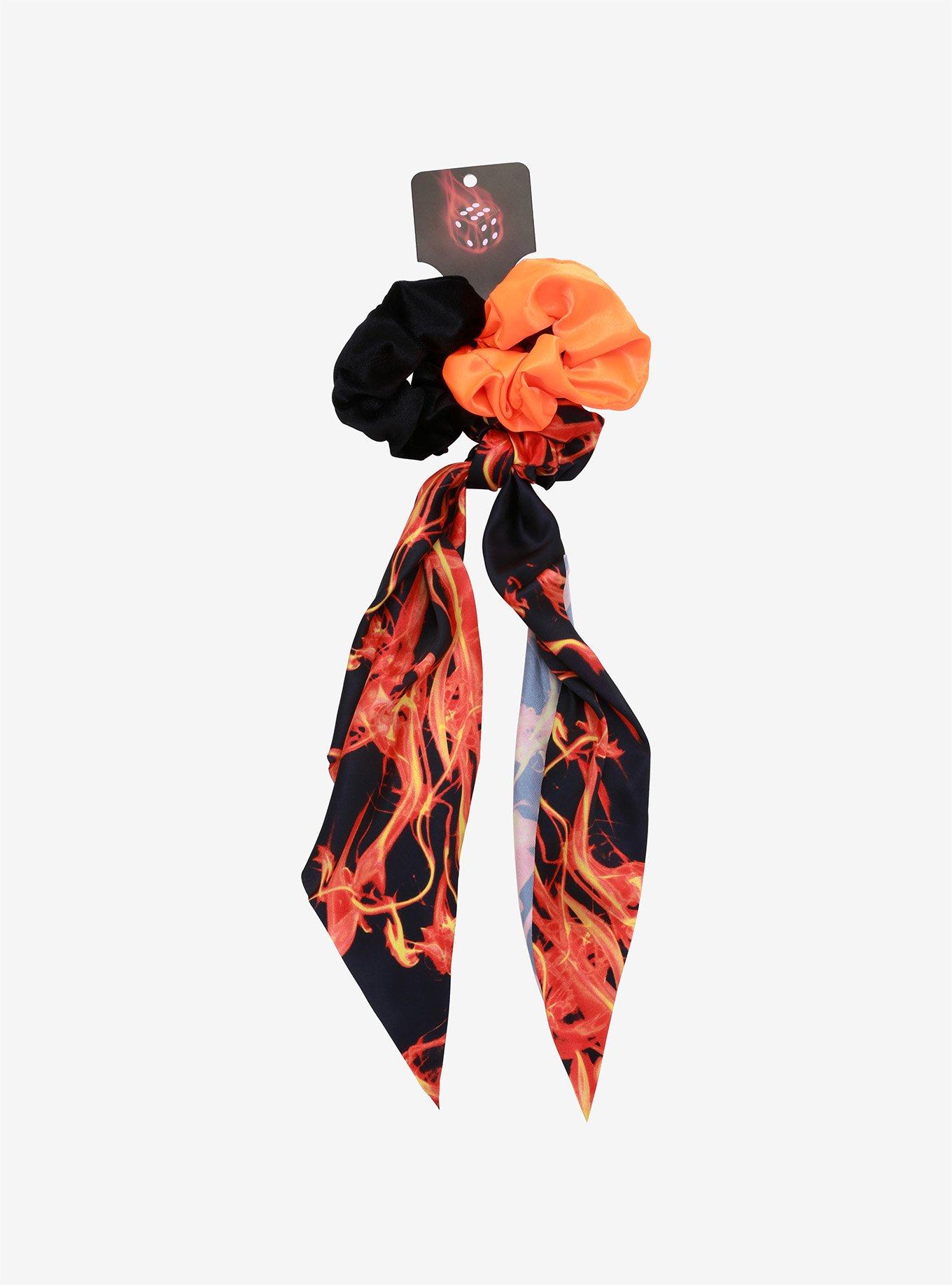 Flame Long Bow Scrunchie Set, , alternate