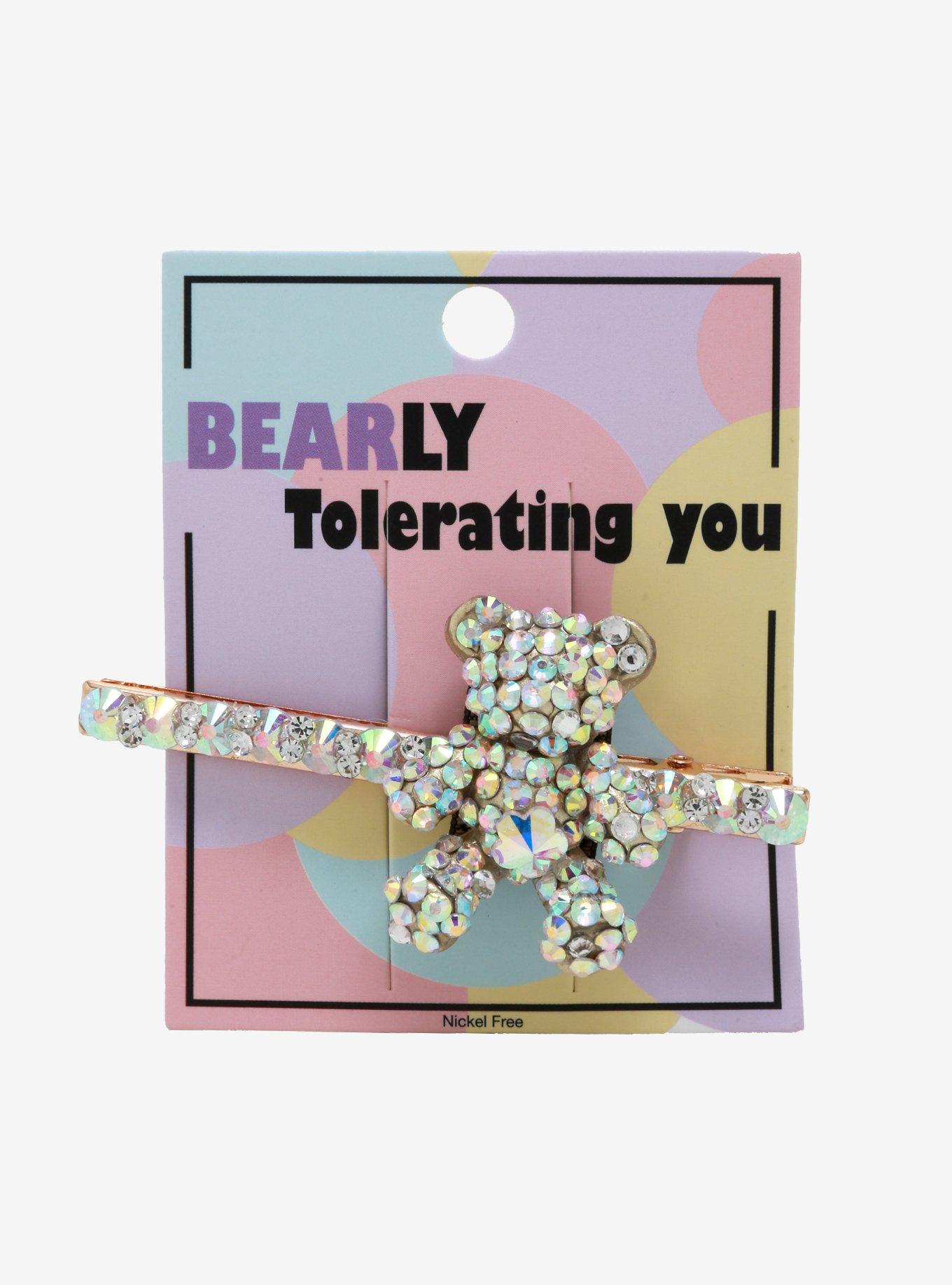 Bling Teddy Bear Hair Clip, , alternate