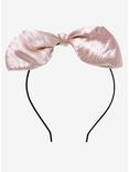 Pink Satin Bow Headband, , alternate