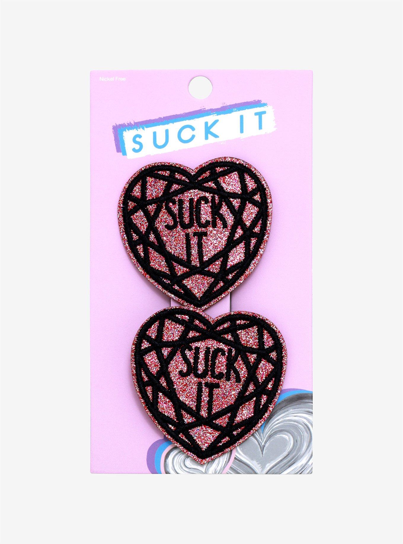 Suck It Heart Hair Clip Set, , alternate