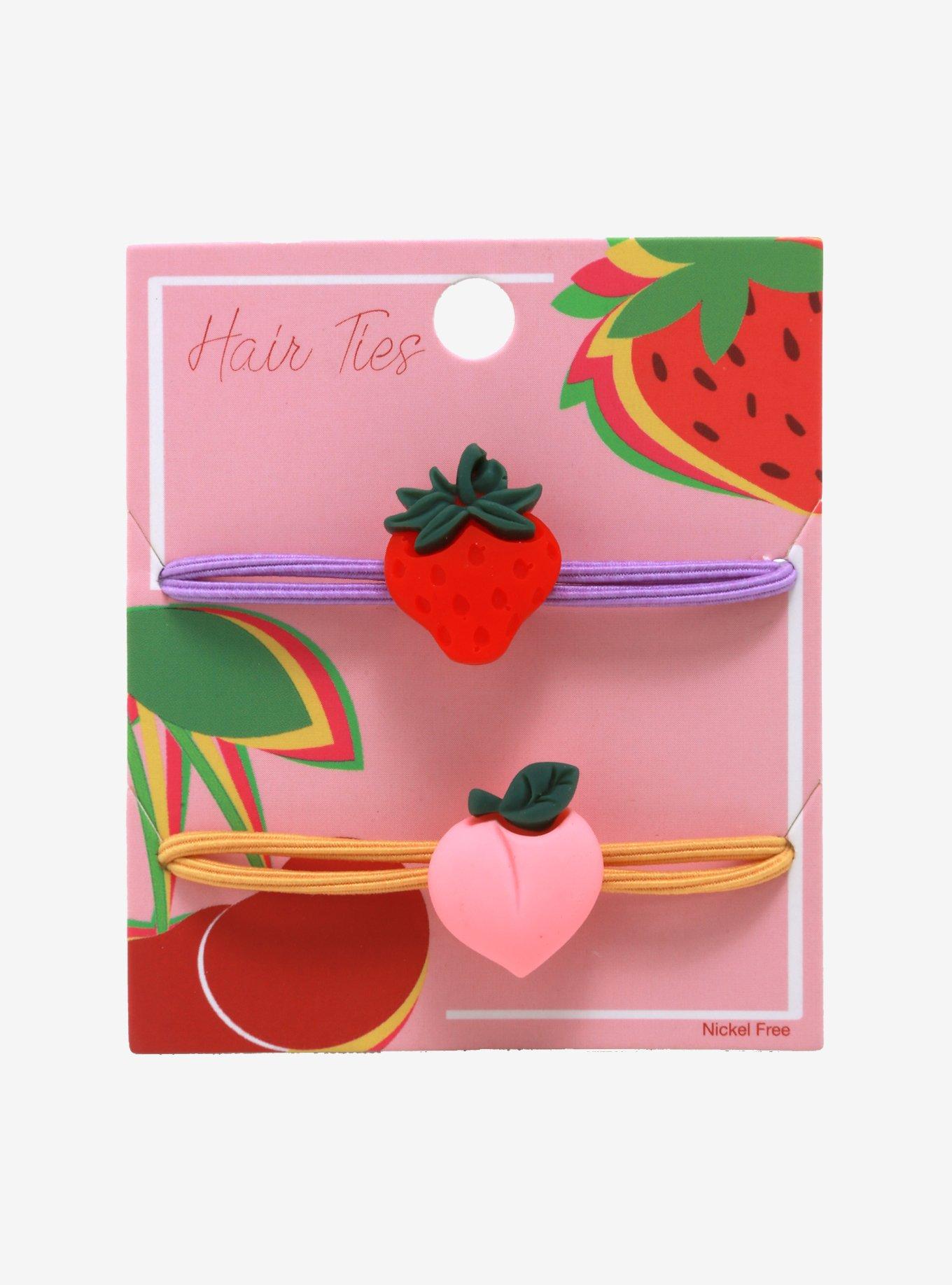 Peach & Strawberry Hair Tie Set, , alternate