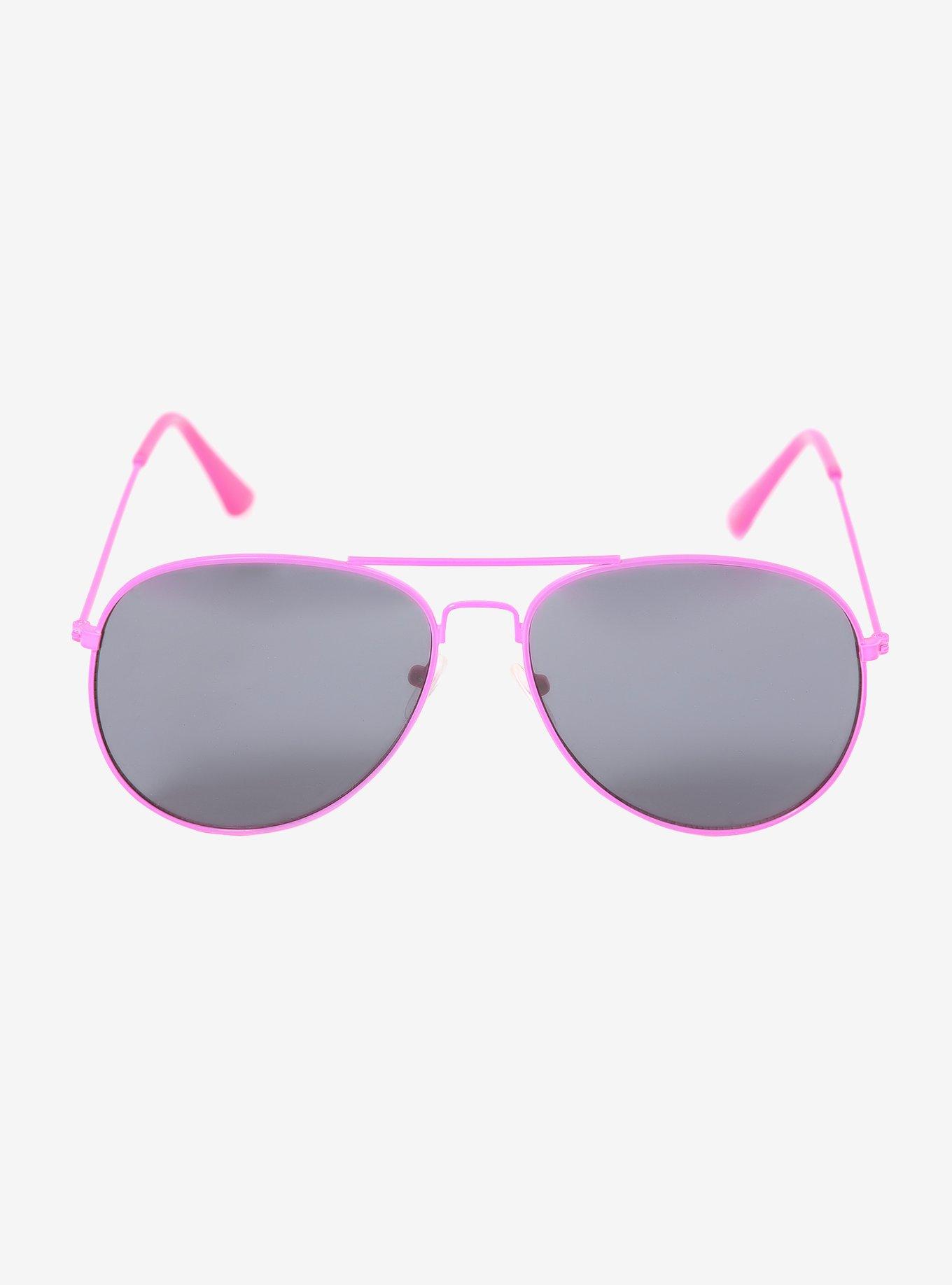 Hot Pink Aviator Sunglasses, , alternate