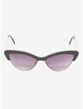 Black Cat Eye Half Rim Sunglasses, , alternate